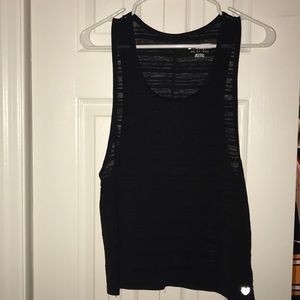 Black mesh muscle tank